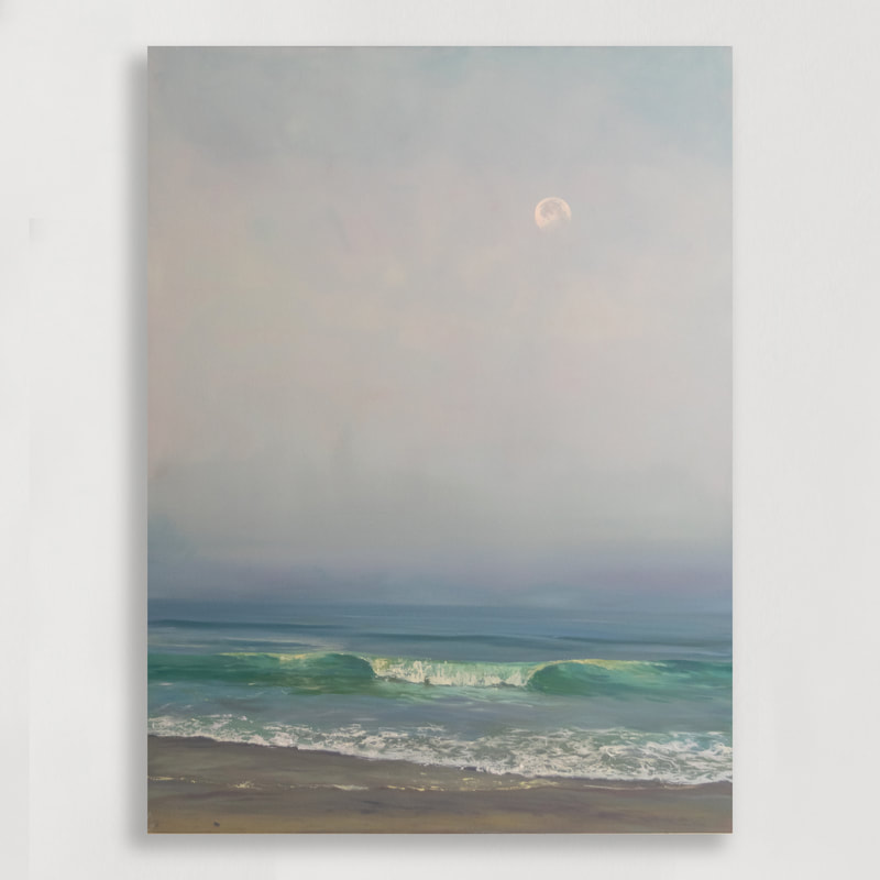 Goodbye Moon, Seascape, Oil painting by Annie Wildey 