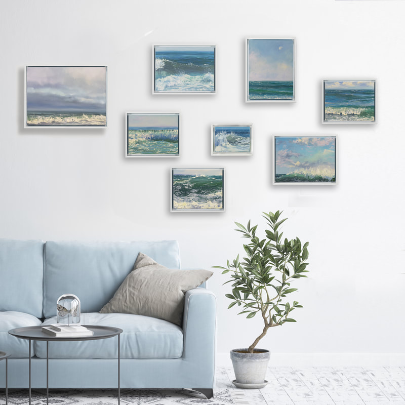 Coastal Breeze Collection Gallery Wall, Oil Seascape paintings By Annie Wildey