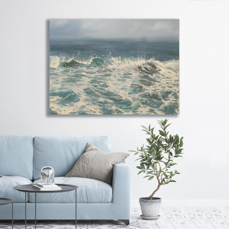 Surf's Up, Seascape, Oil painting by Annie Wildey 